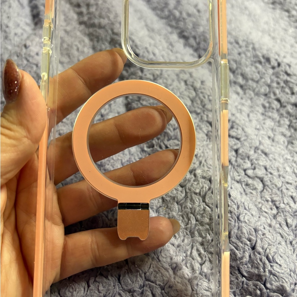Transparent Phone Case with Rose Gold Ring Holder - Picture 2 of 2